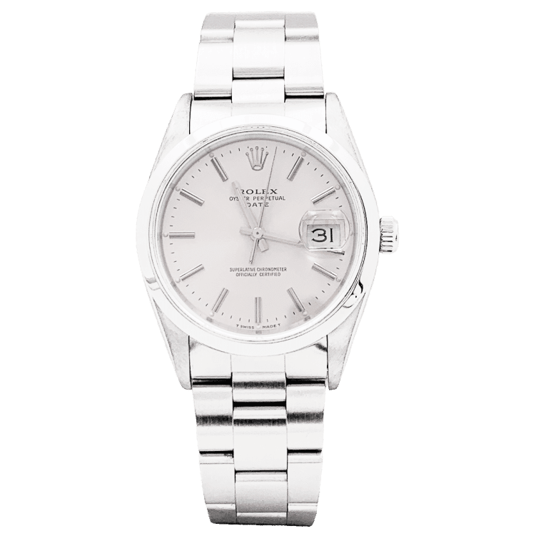 Montre ROLEX "Oyster Perpetual Date" en acier et argent - Castafiore
