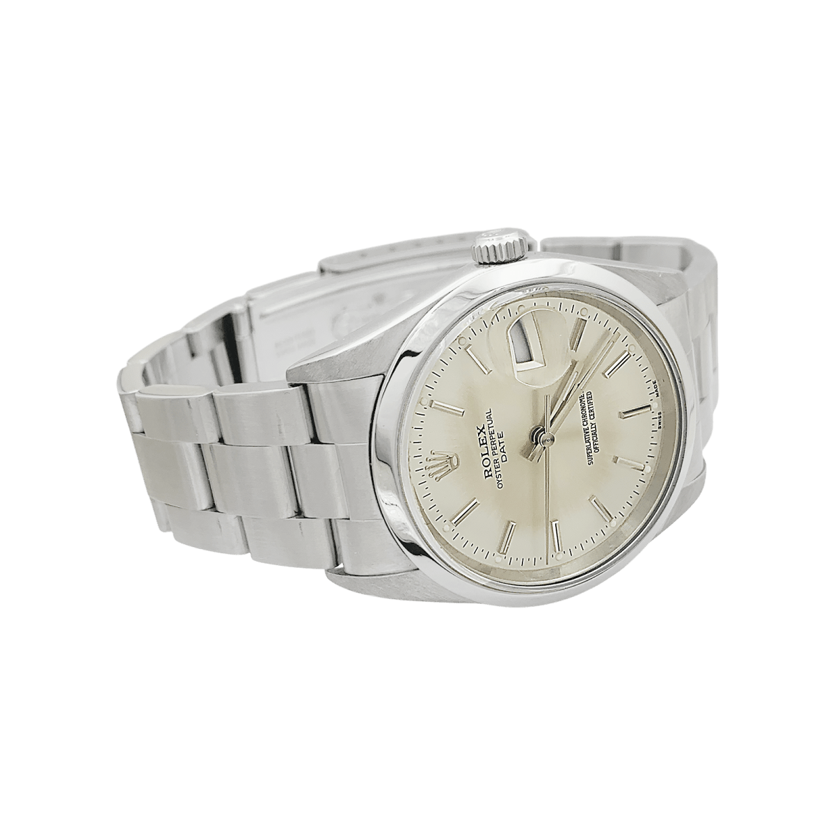 Montre ROLEX "Oyster Perpetual Date" en acier et argent - Castafiore