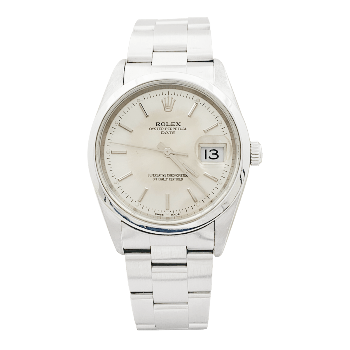 Montre ROLEX "Oyster Perpetual Date" en acier et argent - Castafiore