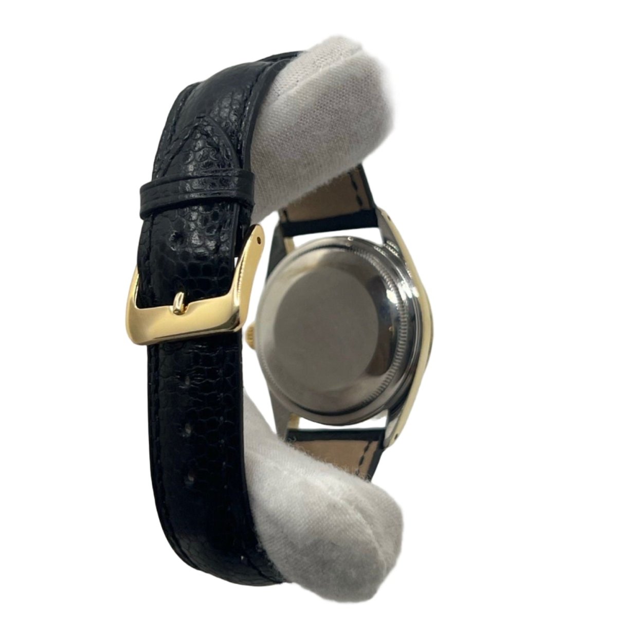 Montre ROLEX "Oyster Perpetual Date" en acier et cuir - Castafiore