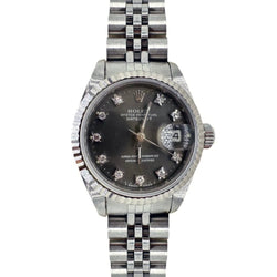 Montre ROLEX "Oyster Perpetual" en acier et diamants - Castafiore