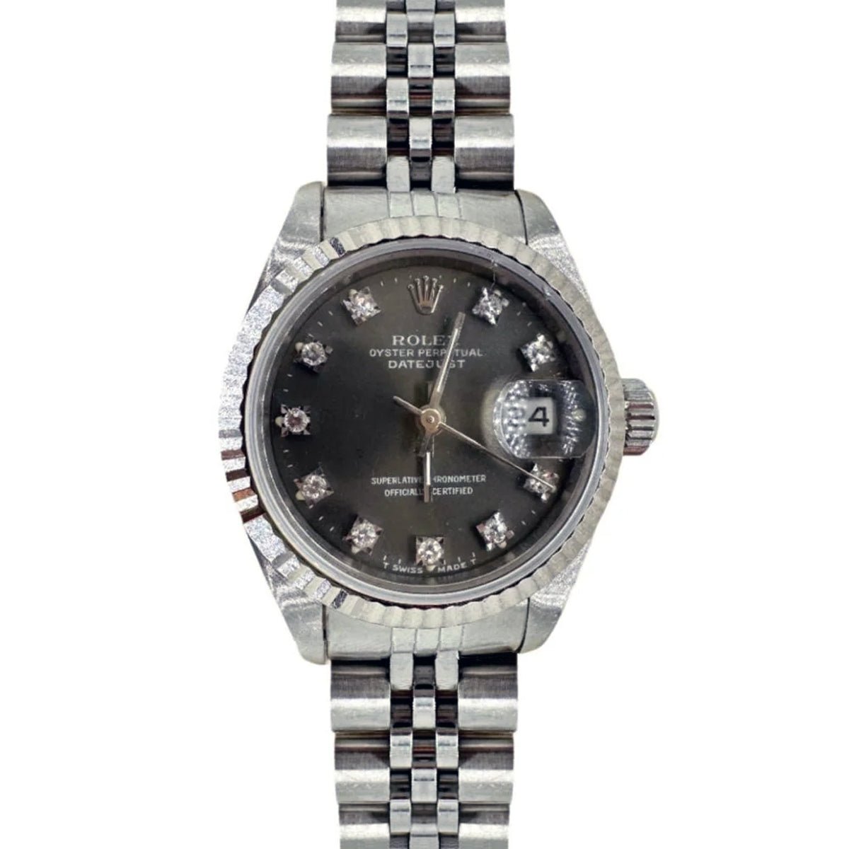 Montre ROLEX "Oyster Perpetual" en acier et diamants - Castafiore