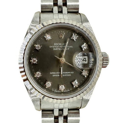 Montre ROLEX "Oyster Perpetual" en acier et diamants - Castafiore