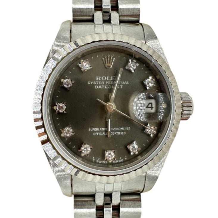 Montre ROLEX "Oyster Perpetual" en acier et diamants - Castafiore