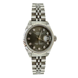 Montre ROLEX "Oyster Perpetual" en acier et diamants - Castafiore