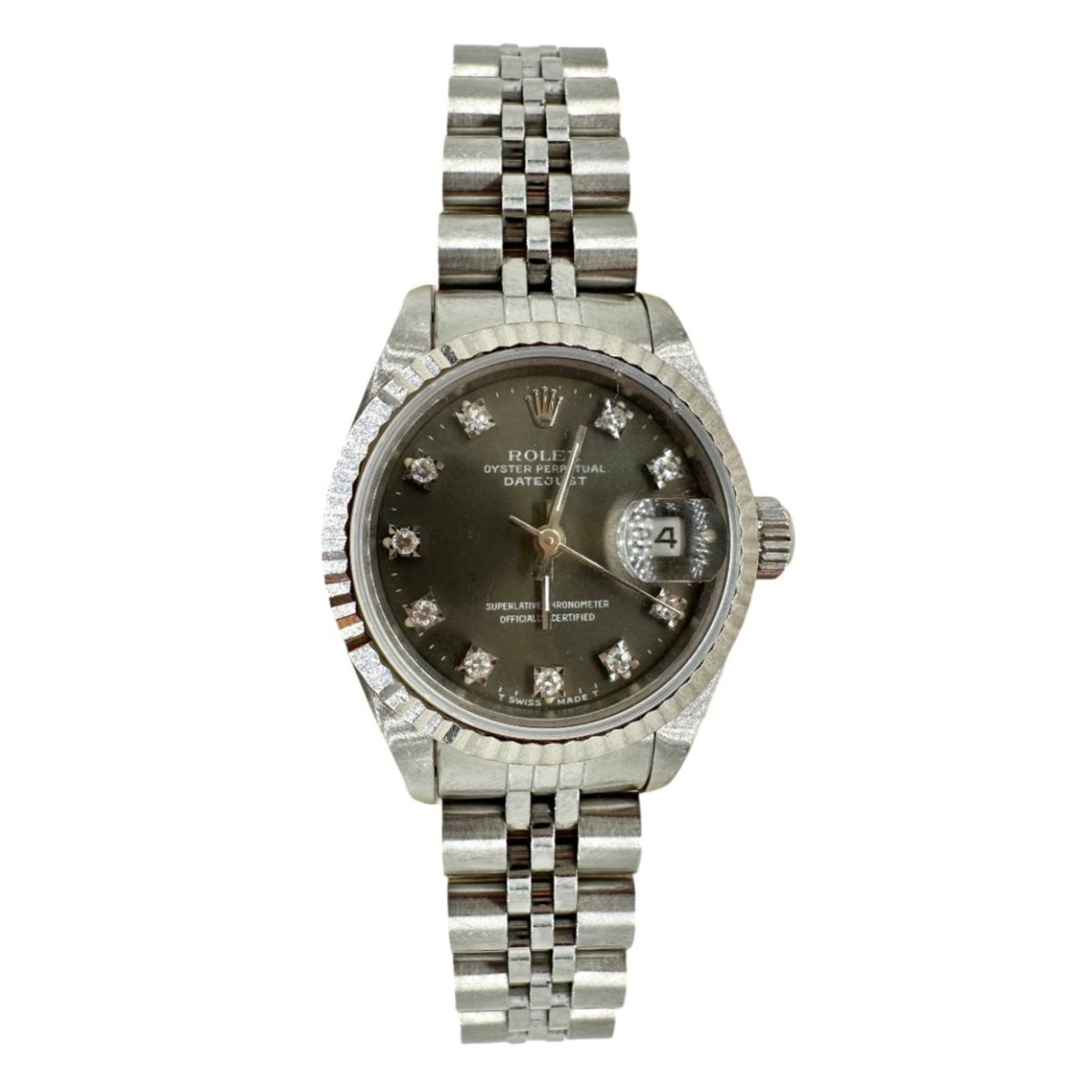Montre ROLEX "Oyster Perpetual" en acier et diamants - Castafiore
