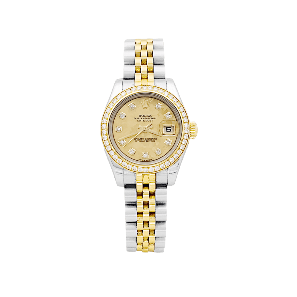 Montre ROLEX "Oyster Perpetual Lady - Datejust" en or jaune, acier et diamants - Castafiore