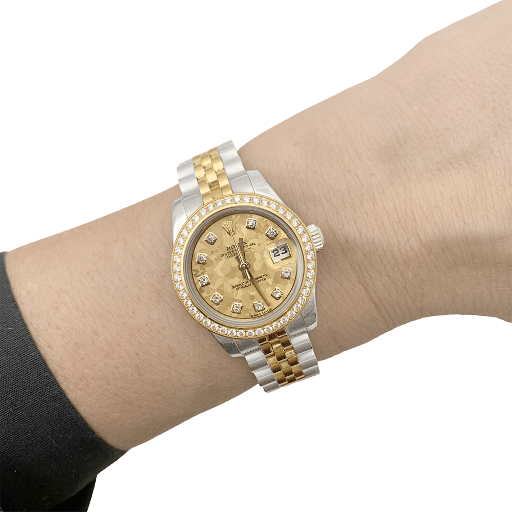 Montre ROLEX "Oyster Perpetual Lady - Datejust" en or jaune, acier et diamants - Castafiore