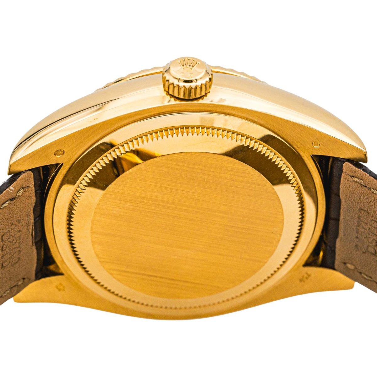 Montre ROLEX "Sky - Dweller" en or jaune, argent, cuir et saphir - Castafiore