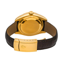 Montre ROLEX "Sky - Dweller" en or jaune, argent, cuir et saphir - Castafiore