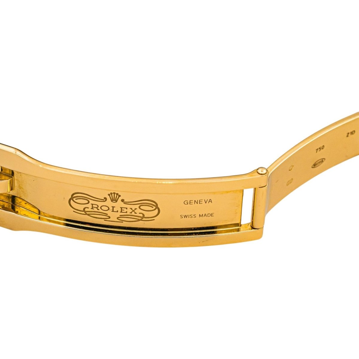 Montre ROLEX "Sky - Dweller" en or jaune, argent, cuir et saphir - Castafiore