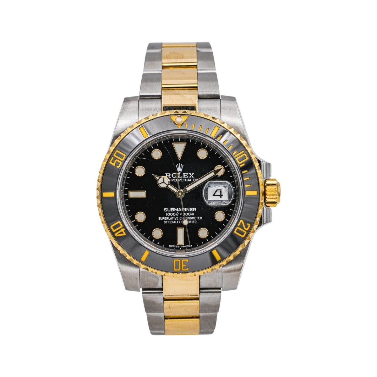 Montre ROLEX "Submariner Date" en or jaune, saphir et acier - Castafiore