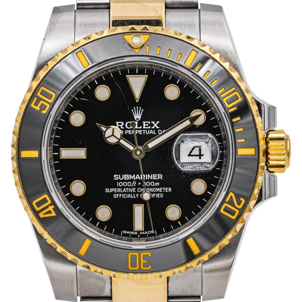 Montre ROLEX "Submariner Date" en or jaune, saphir et acier - Castafiore