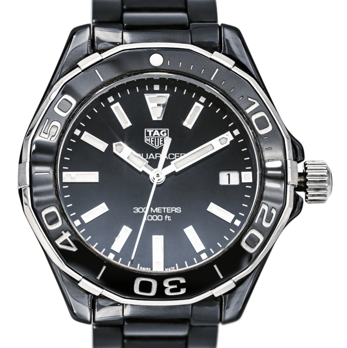 Montre TAG HEUER "Aquaracer" en céramique, quartz et saphir - Castafiore