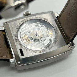Montre TAG HEUER "Monaco Calibre 6" en acier inoxydable et cuir - Castafiore