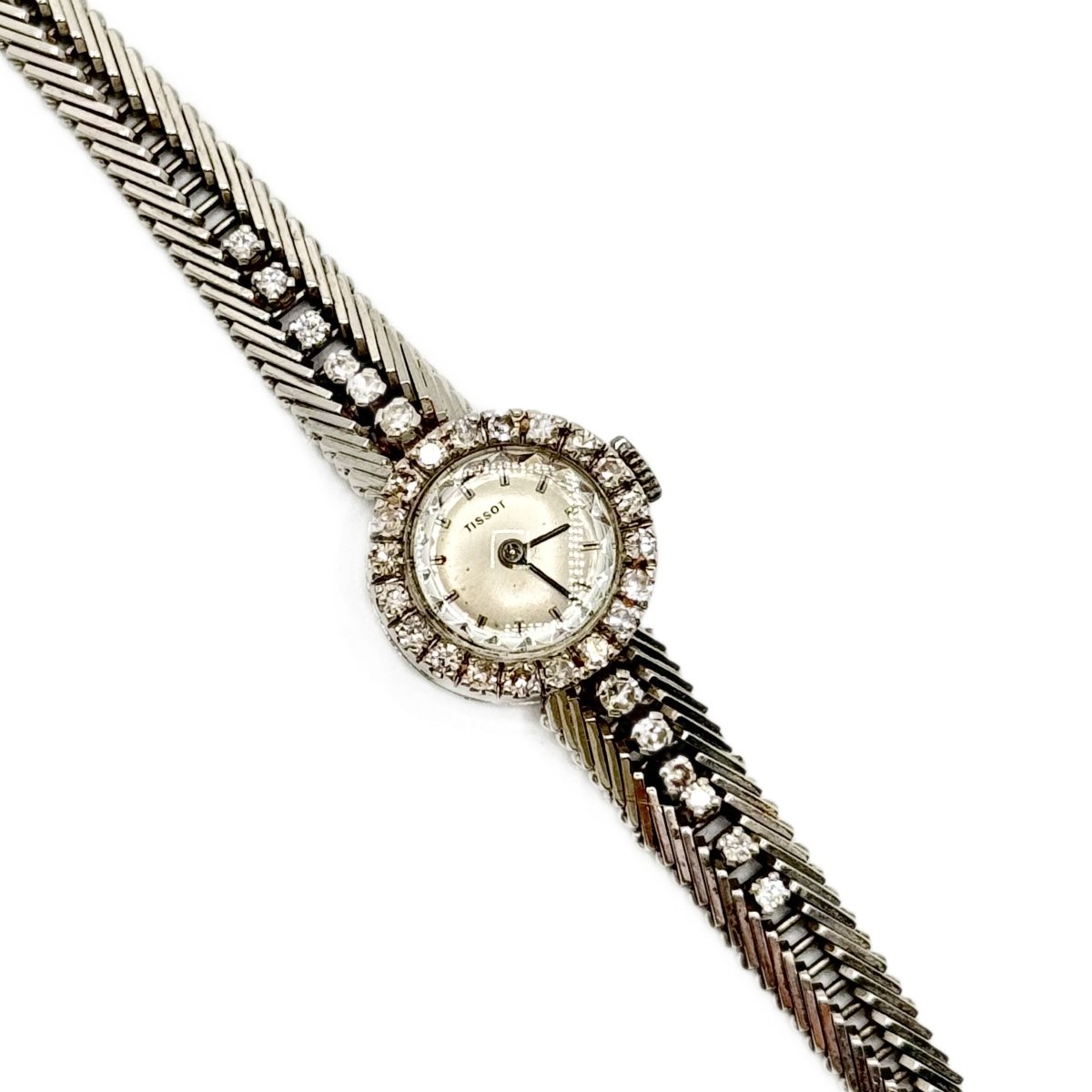 Montre TISSOT cocktail en or gris et diamant - Castafiore