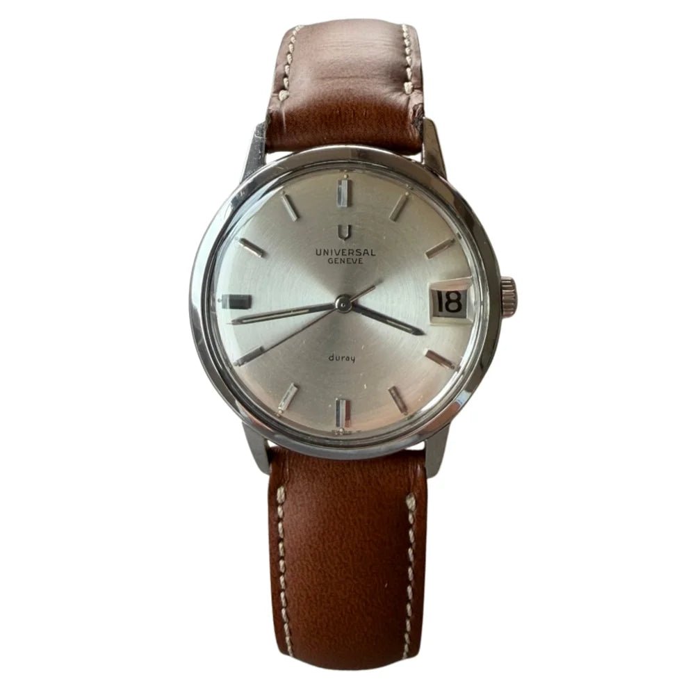 Montre UNIVERSAL GENEVE en acier et cuir - Castafiore