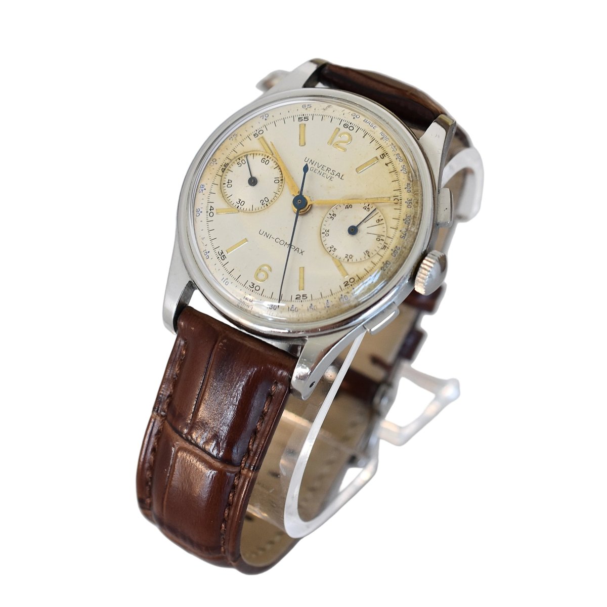 Montre UNIVERSAL GENEVE "Uni-Compax" en acier - Castafiore