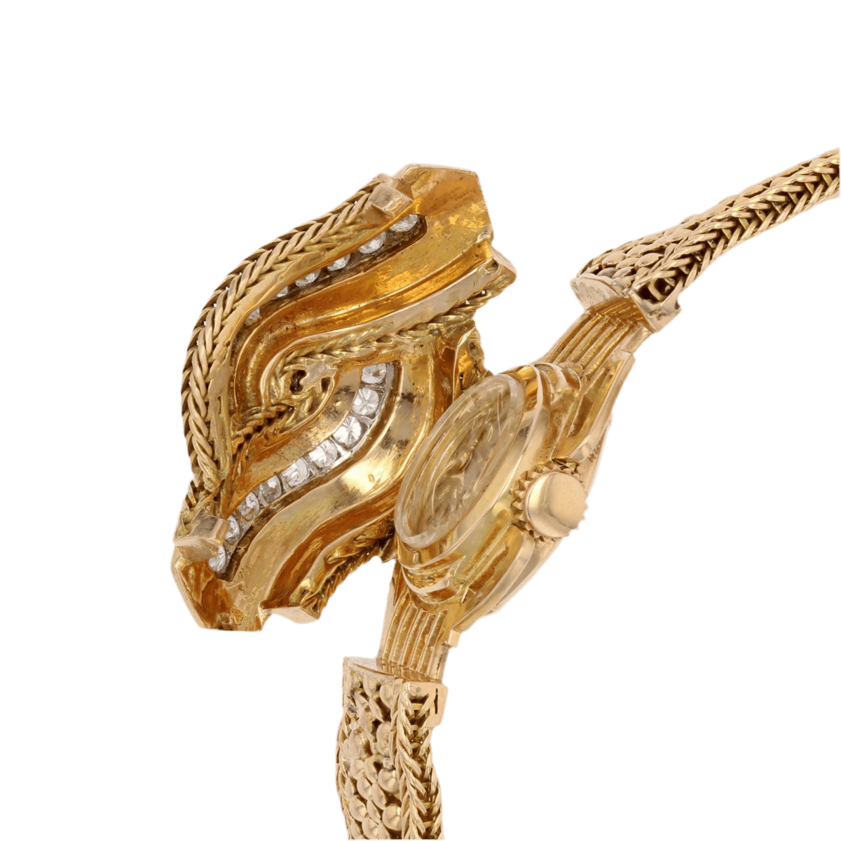 Montre UTI en or jaune, perles et diamants - Castafiore