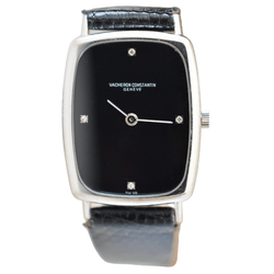 Montre VACHERON CONSTANTIN en or blanc, acier, cuir, onyx et diamants - Castafiore
