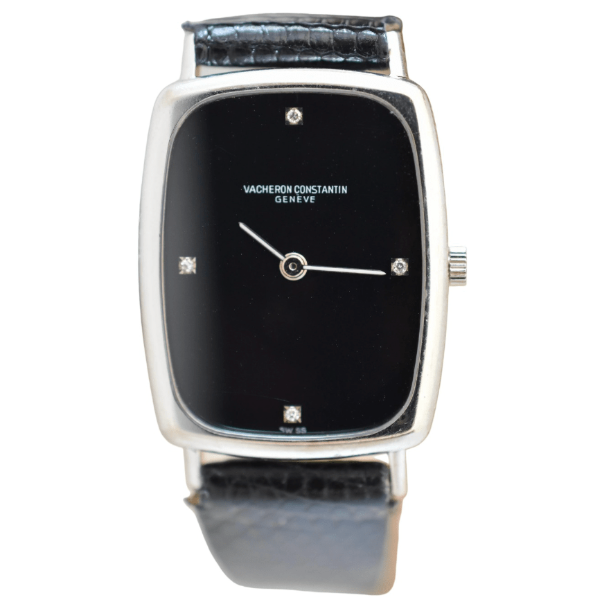 Montre VACHERON CONSTANTIN en or blanc, acier, cuir, onyx et diamants - Castafiore