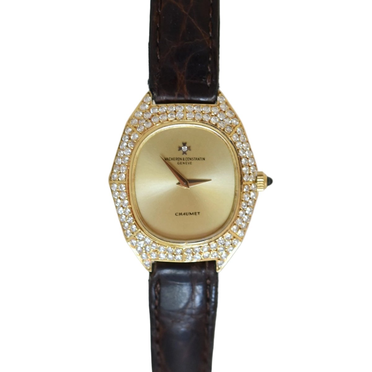Montre VACHERON CONSTANTIN POUR CHAUMET en or jaune, cuir et diamants - Castafiore