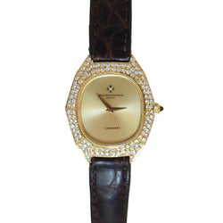 Montre VACHERON CONSTANTIN POUR CHAUMET en or jaune, cuir et diamants - Castafiore