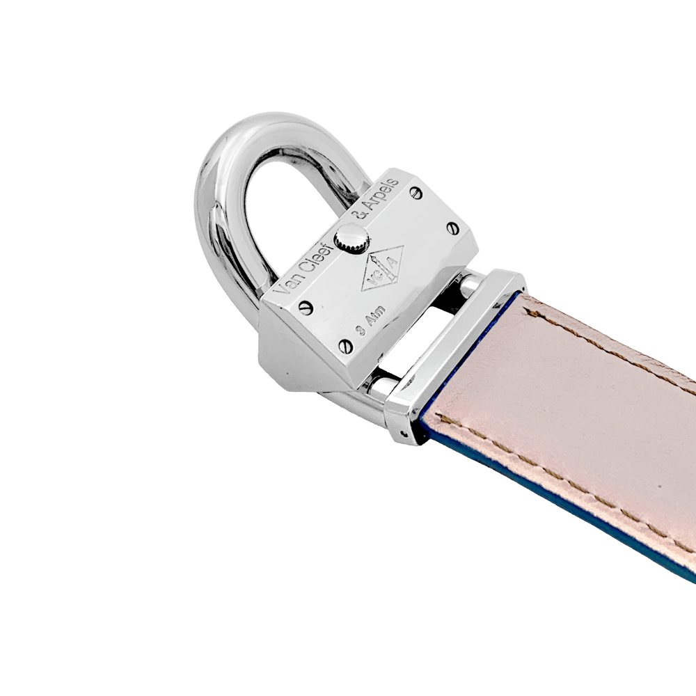 Montre VAN CLEEF & ARPELS "Cadenas" en acier, cuir et diamant - Castafiore