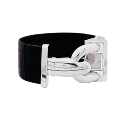 Montre VAN CLEEF & ARPELS "Cadenas" en acier et cuir - Castafiore