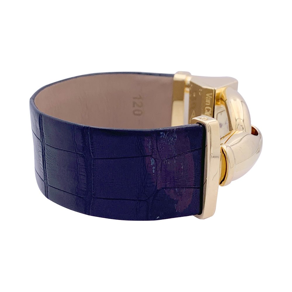 Montre Van Cleef & Arpels "Cadenas" or jaune, diamants, cuir. - Castafiore