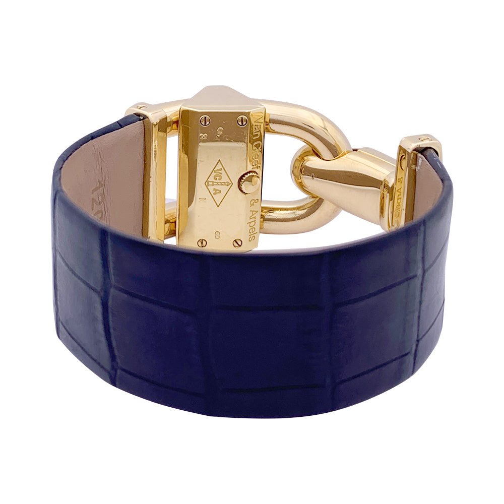 Montre Van Cleef & Arpels "Cadenas" or jaune, diamants, cuir. - Castafiore