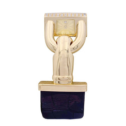 Montre Van Cleef & Arpels "Cadenas" or jaune, diamants, cuir. - Castafiore