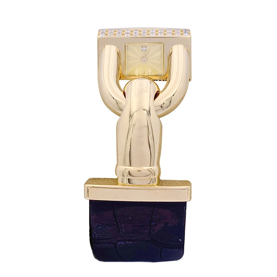 Montre Van Cleef & Arpels "Cadenas" or jaune, diamants, cuir. - Castafiore