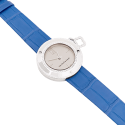 Montre VAN CLEEF & ARPELS "Charms" en or blanc, cuir et diamants - Castafiore