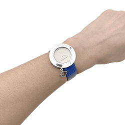 Montre VAN CLEEF & ARPELS "Charms" en or blanc, cuir et diamants - Castafiore