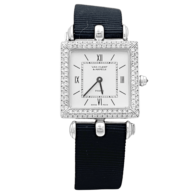 Montre VAN CLEEF & ARPELS "Classique" en or blanc et diamants - Castafiore