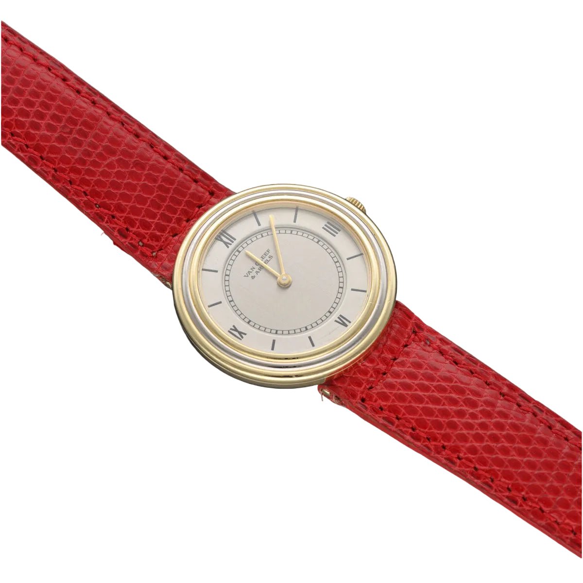 Montre VAN CLEEF & ARPELS "Disco Volante" en or jaune et cuir - Castafiore