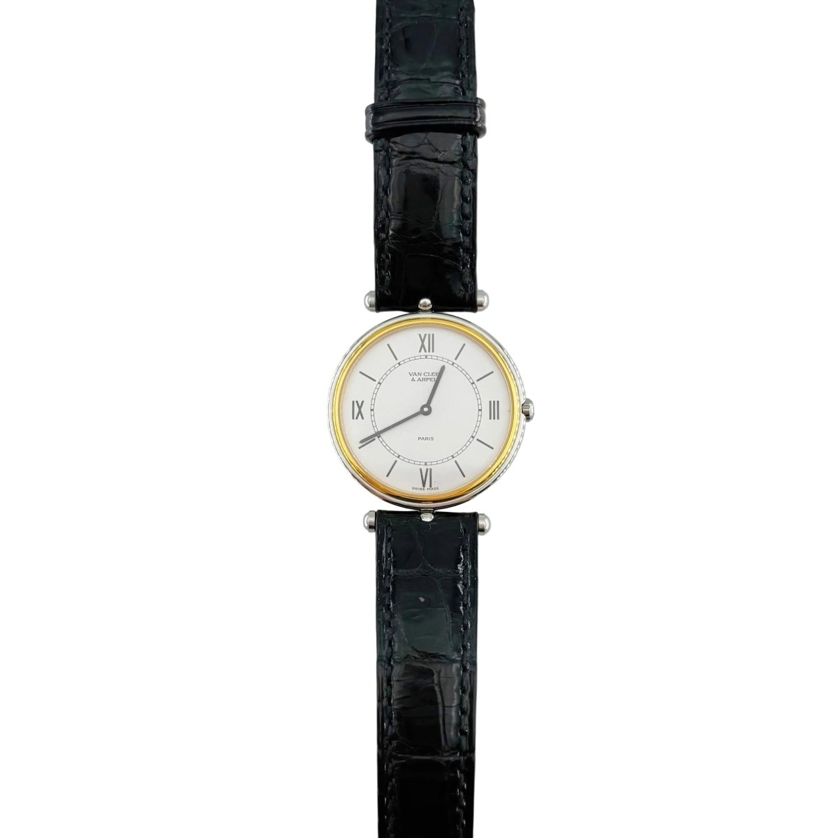 Montre VAN CLEEF & ARPELS "La Collection" en or jaune, acier et cuir - Castafiore