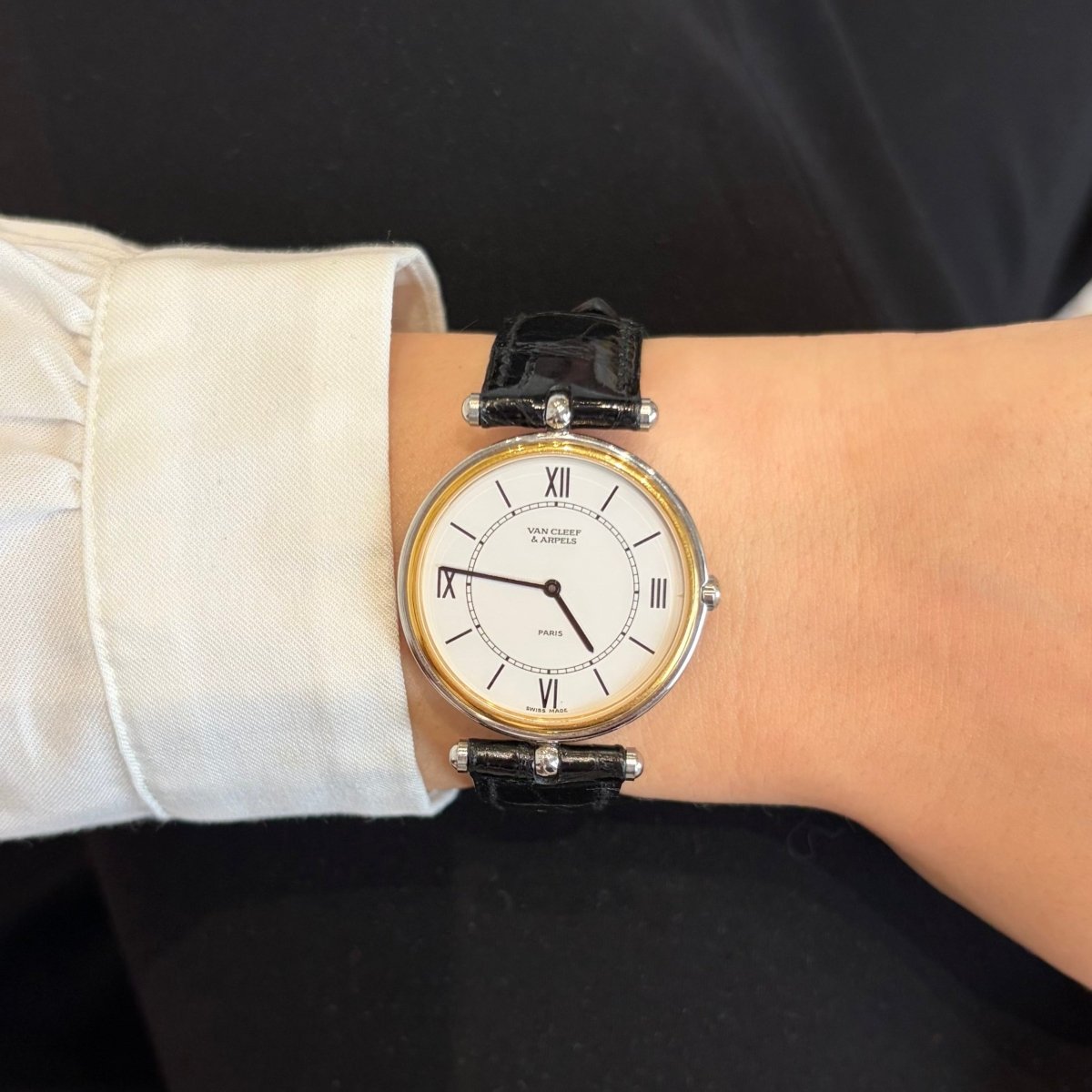 Montre VAN CLEEF & ARPELS "La Collection" en or jaune, acier et cuir - Castafiore