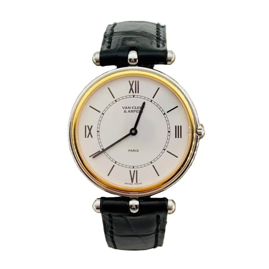 Montre VAN CLEEF & ARPELS "La Collection" en or jaune, acier et cuir - Castafiore