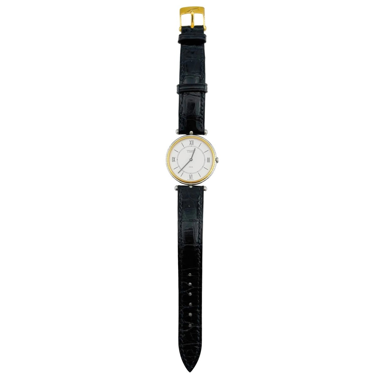 Montre VAN CLEEF & ARPELS "La Collection" en or jaune, acier et cuir - Castafiore