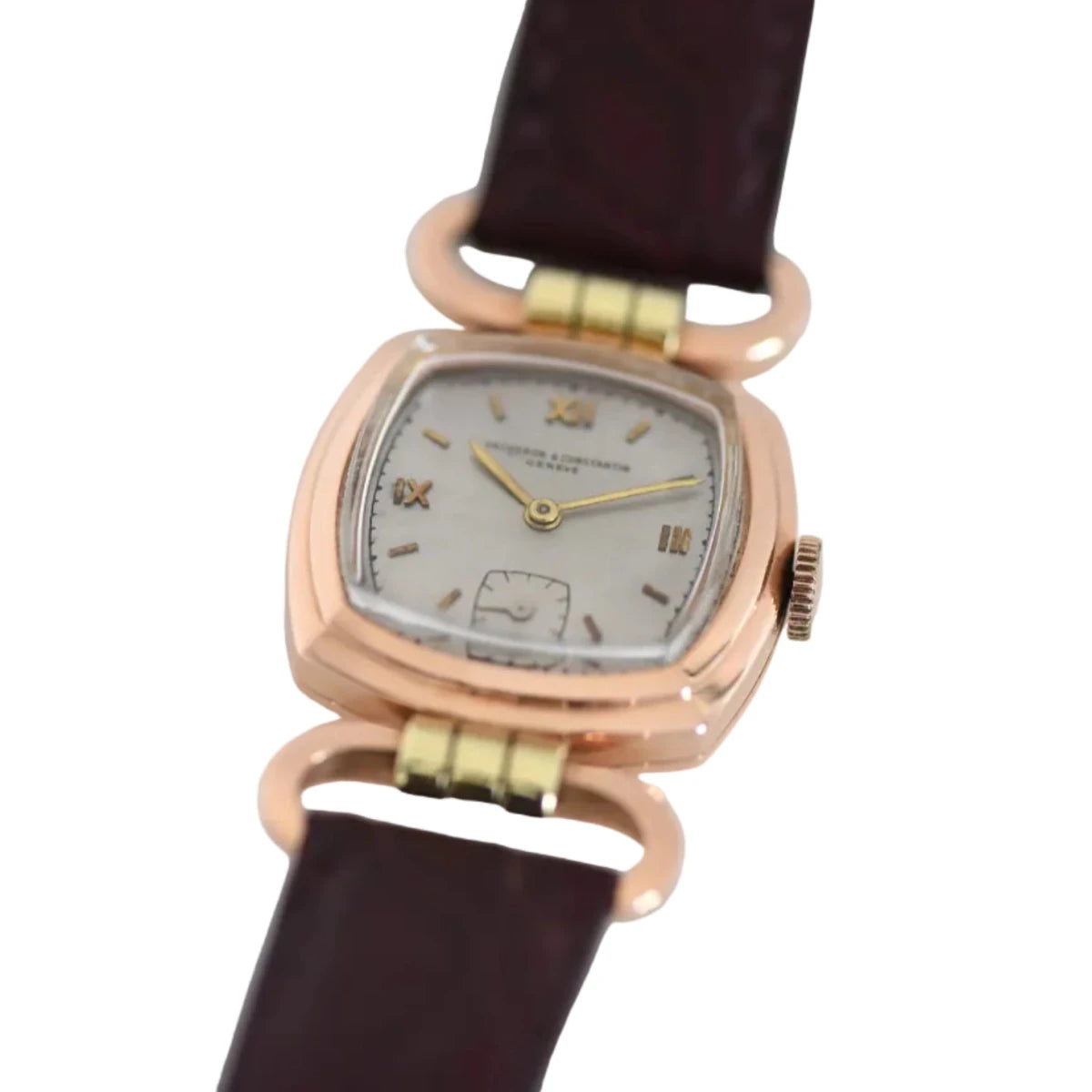 Montre VANCHERON & CONSTANTIN "Étrier" en or rose et cuir - Castafiore