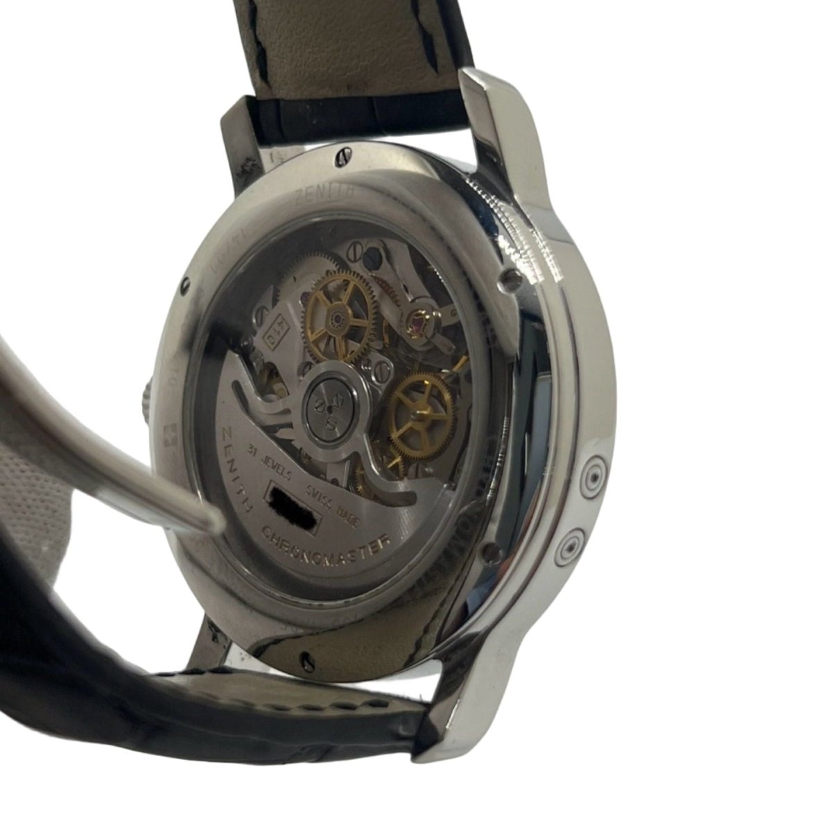 Montre ZENITH "El Primero Chronomaster" en acier, argent, cuir et saphir - Castafiore