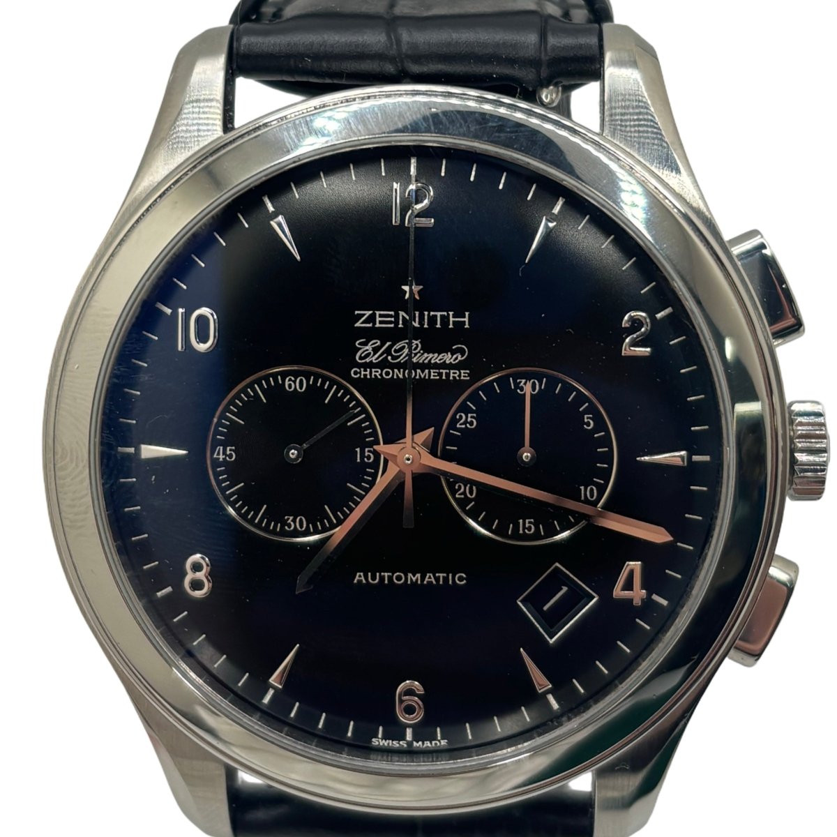 Montre ZENITH "El Primero" en acier et cuir - Castafiore