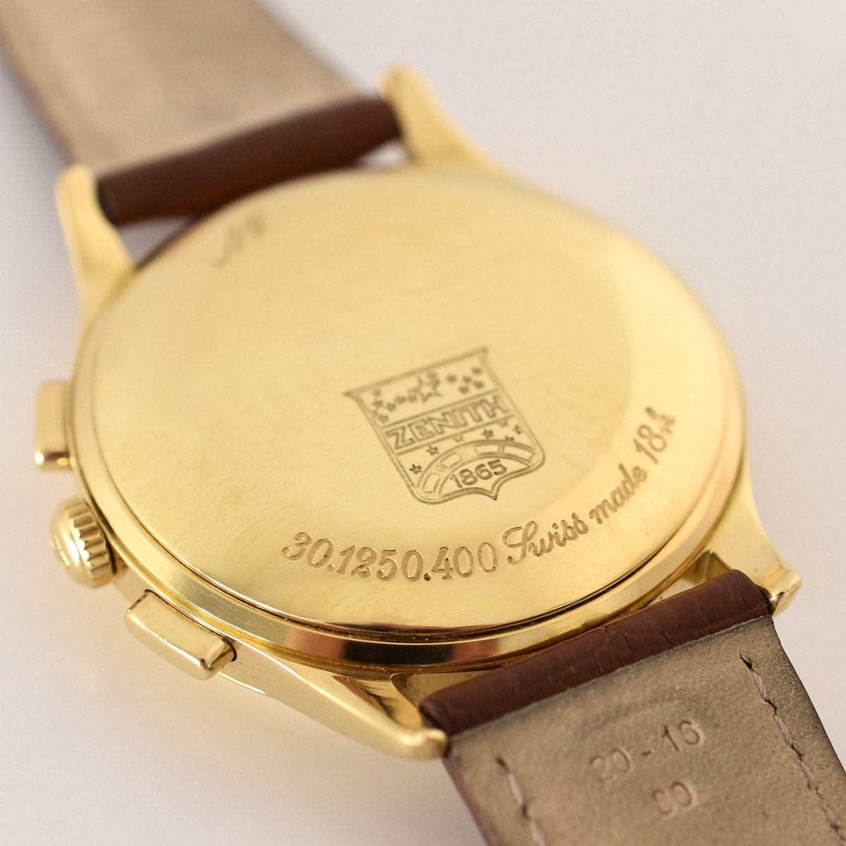 Montre ZENITH "El Primero" en or jaune et cuir - Castafiore