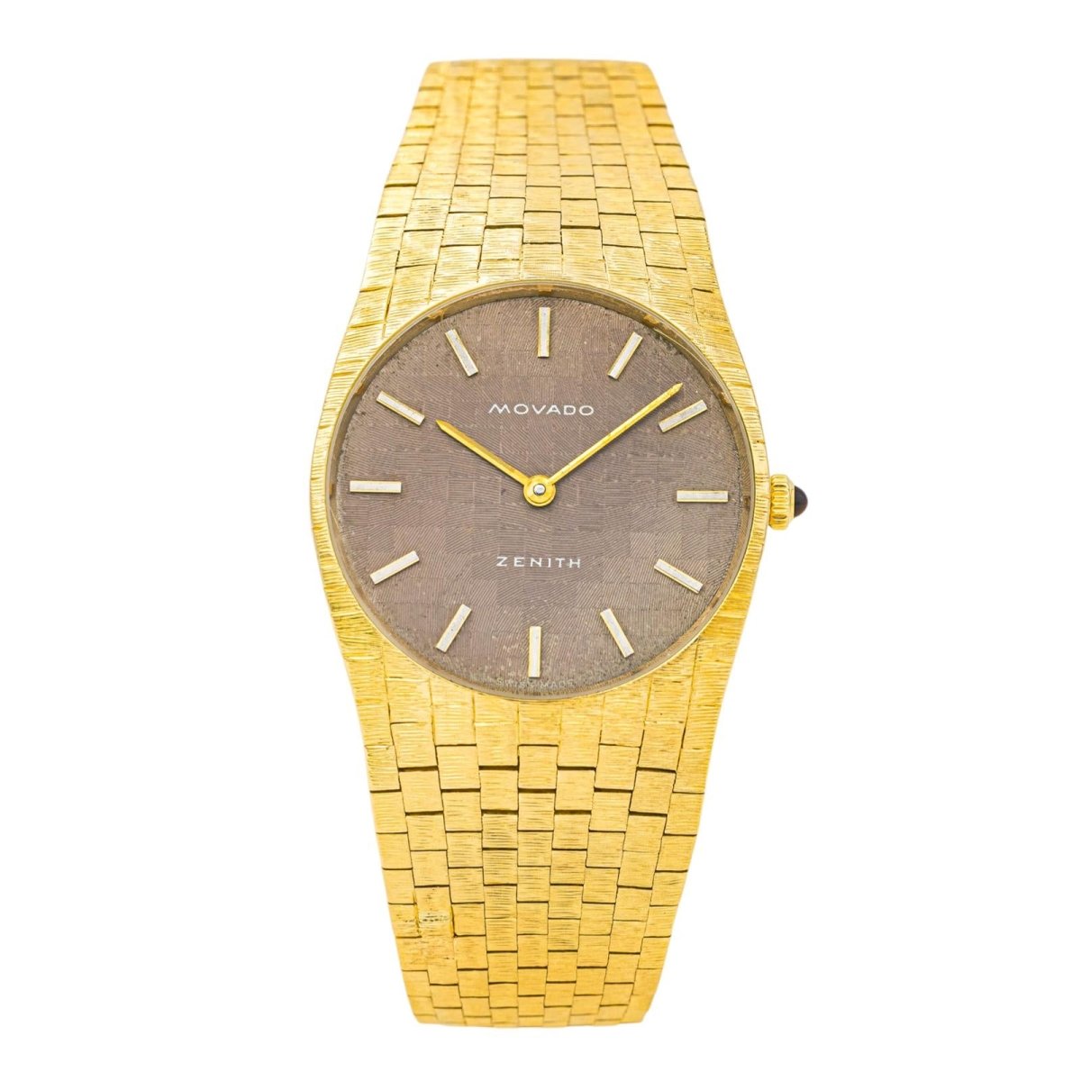 Montre ZENITH MOVADO en or jaune et oeil de tigre - Castafiore