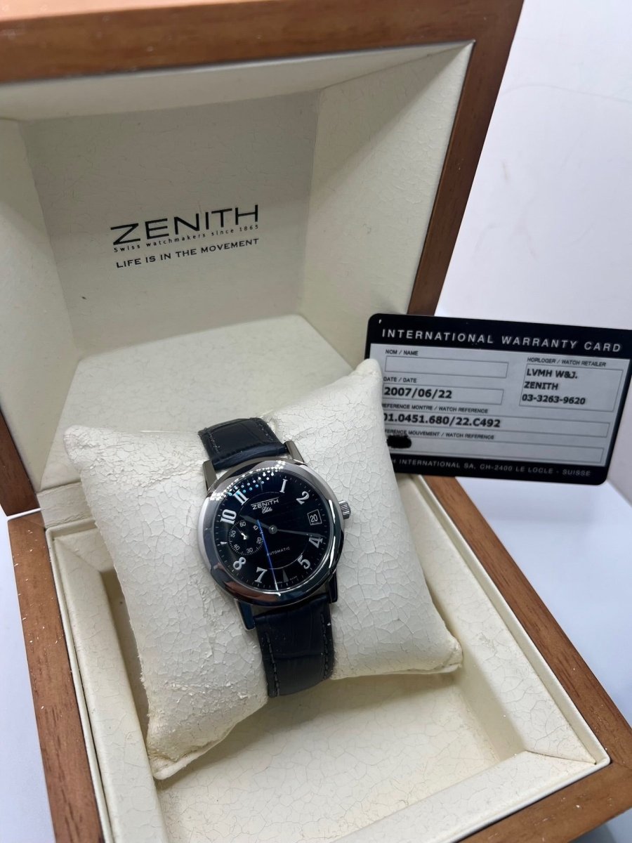 Montre ZENITH "Port Royal" en acier et cuir - Castafiore