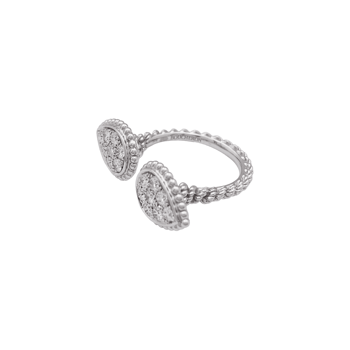 Bague Boucheron, "Serpent Bohème Motif S", or blanc, diamants.