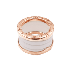 Bague Bulgari "B.Zero1", or jaune et céramique blanche.