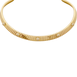 Collier Bulgari, "Tubogas" or jaune et diamants.